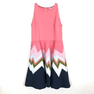 Ted Baker Aurella chevron print coral skater dress